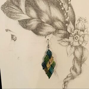 Only 1 left Painted Metal Leaf Dangle Earrings